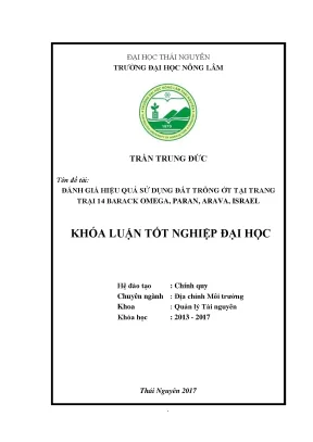 Luận văn đánh giá hiệu quả sử dụng đất trồng ớt tại trang trại 14 barack omega paran arava isarael