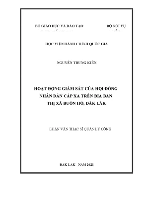Luận văn thạc sĩ hoạt động giám sát của hội đồng nhân dân cấp xã trên địa bàn thị xã buôn hồ tỉnh đăk lăk