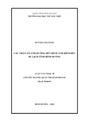 Luận văn thạc sĩ các nhân tố ảnh hưởng đến hình ảnh điểm đến du lịch tỉnh bình dương