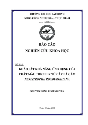 Luận văn khảo sát khả năng ứng dụng của chất màu trích ly từ cây lá cẩm peristrophe roxburghiana