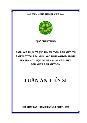 Luận án tiến sĩ đánh giá thực trạng độ an toàn rau ăn tươi sản xuất tại bắc ninh xác định nguyên nhân nghiên cứu một số biện pháp kỹ thuật sản xuất rau an toàn