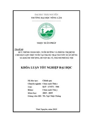 Luận văn quy trình chăm sóc nuôi dưỡng và phòng trị bệnh cho đàn lợn thịt nuôi tại trang trại nguyễn xuân dũng xã khánh thượng huyện ba vì thành phố hà nội