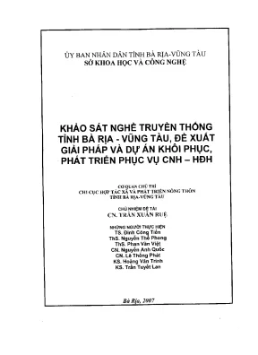 Luận văn khảo sát nghề truyền thống tỉnh bà rịa vũng tàu đề xuất giải pháp và dự án khôi phục phát triển phục vụ cnh hđh