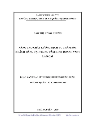 Luận văn thạc sĩ nâng cao chất lượng dịch vụ chăm sóc khách hàng tại trung tâm kinh doanh vnpt lào cai