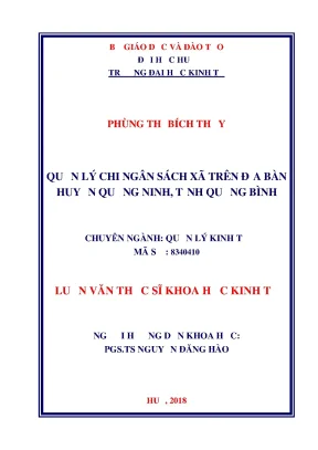 Luận văn thạc sĩ quản lý kinh tế quản lý chi ngân sách xã trên địa bàn huyện quảng ninh tỉnh quảng bình