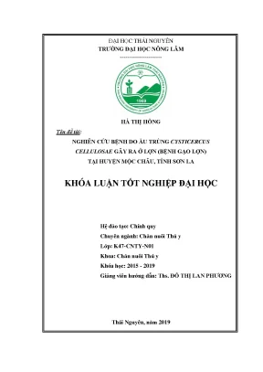 Luận văn nghiên cứu bệnh do ấu trùng cys cellulosae gây ra ở lợn bệnh gạo lợn tại huyện mộc châu tỉnh sơn la