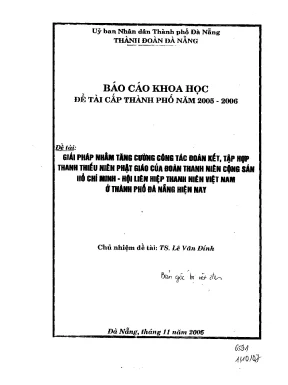 Luận văn giải pháp nhằm tăng cường công tác đoàn kết tập hợp thanh thiếu niên phật giáo của đoàn thanh niên cộng sản hồ chí minh hội liên hiệp thanh niên việt nam ở thành phố đà nẵng hiện nay