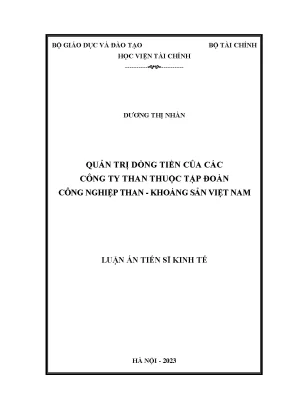 Luận án tiến sĩ kinh tế quản trị dòng tiền của các công ty than thuộc tập đoàn công nghiệp than khoáng sản việt nam