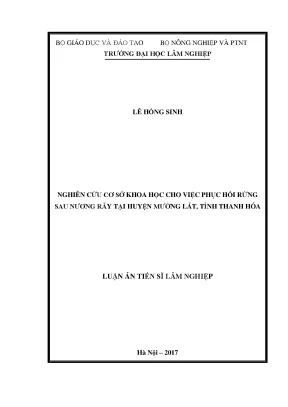 Luận án tiến sĩ lâm nghiệp nghiên cứu cơ sở khoa học cho việc phục hồi rừng sau nương rẫy tại huyện mường lát tỉnh thanh hóa