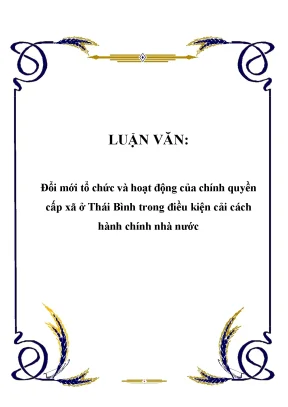 Luận văn thạc sĩ đổi mới tổ chức và hoạt động của chính quyền cấp xã ở thái bình trong điều kiện cải cách hành chính nhà nước