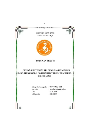 Luận văn thạc sĩ chủ đề phát triển tín dụng xanh tại ngân hàng thương mại cổ phần phát triển thành phố hồ chí minh