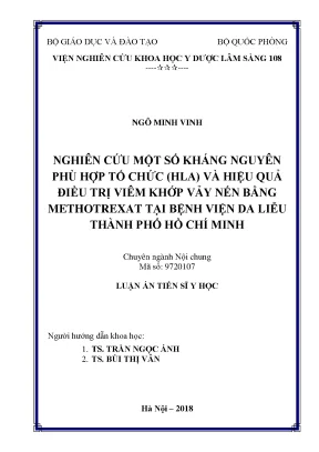 Luận án tiến sĩ nghiên cứu một số kháng nguyên phù hợp tổ chức hla và hiệu quả điều trị viêm khớp vảy nến bằng methotrexate tại bệnh viện da liễu thành phố hồ chí minh