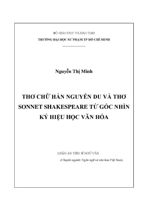 Luận án tiến sĩ ngữ văn thơ chữ hán nguyễn du và thơ sonnet shakespeare từ góc nhìn ký hiệu học văn hóa