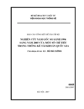 Luận văn nghiên cứu năm gốc so sánh 1994 sang năm 2005 cửa một số chỉ tiêu trong thống kê tài khoản quốc gia