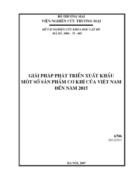 Luận văn giải pháp phát triển xuất khẩu một số sản phẩm cơ khí của việt nam đến năm 2015