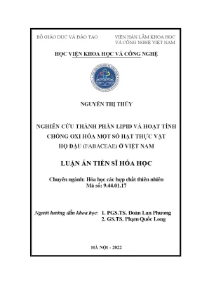 Luận án tiến sĩ hóa học nghiên cứu thành phần lipid và hoạt tính chống oxi hóa một số hạt thực vật họ đậu fabaceae ở việt nam