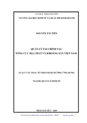 Luận văn thạc sĩ quản lý tài chính tại tổng cục địa chất và khoáng sản việt nam