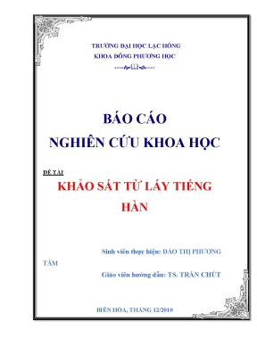 Luận văn khảo sát từ láy tiếng hàn