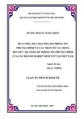 Luận án tiến sĩ đo lường mức độ công bố thông tin phi tài chính và các nhân tố tác động đến mức độ công bố thông tin phi tài chính của các doanh nghiệp niêm yết tại việt nam