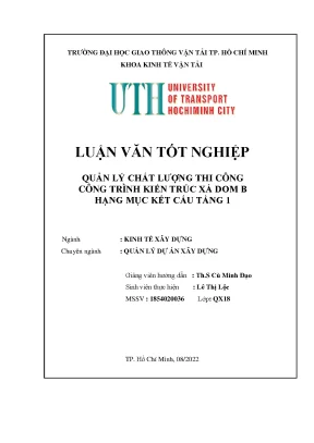 Luận văn quản lý chất lượng thi công công trình nhà dom b dự án phân hiệu trường đh fpt tại bình định