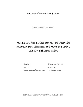 Luận văn thạc sĩ nghiên cứu ảnh hưởng của một số sản phẩm nano kim loại lên sinh trưởng và tỷ lệ sống của tôm thẻ chân trắng