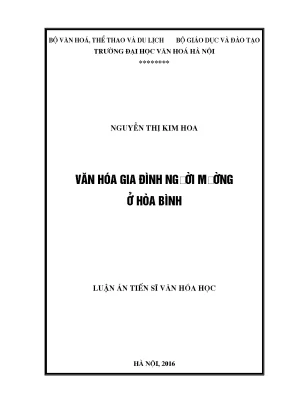Luận án tiến sĩ văn hóa gia đình người mường ở hòa bình
