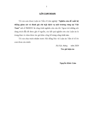 Luận án tiến sĩ lâm nghiệp nghiên cứu đề xuất hệ thống giám sát và đánh giá chi trả dịch vụ môi trường rừng tại việt nam