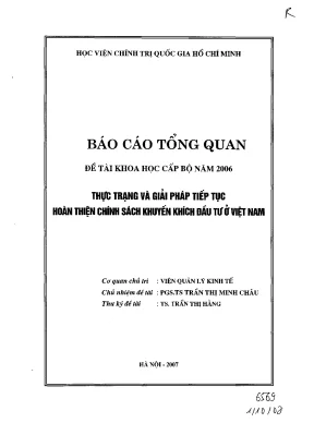 Luận văn thực trạng và giải pháp tiếp tục hoàn thiện chính sách khuyến khích đầu tư ở việt nam
