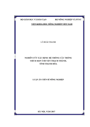 Luận án tiến sĩ nông nghiệp nghiên cứu xác định hệ thống cây trồng thích hợp ở huyện thạch thành tỉnh thanh hóa
