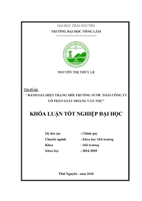 Luận văn đánh giá hiện trạng môi trường nước thải công ty cổ phần giấy hoàng văn thụ