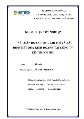 Luận văn tốt nghiệp hutech kế toán doanh thu chi phí và xác định kết quả kinh doanh tại công ty kim thịnh phú