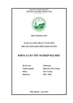 Luận văn đánh giá hiện trạng nước thải nhà máy kẽm điện phân thái nguyên