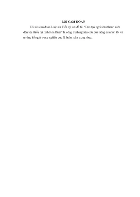 Luận án tiến sĩ đào tạo nghề cho thanh niên dân tộc thiểu số tại tỉnh hòa bình