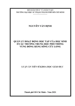 Luận án tiến sĩ quản lý hoạt động học tập của học sinh ở các trường trung học phổ thông vùng đồng bằng sông cửu long