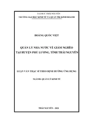 Luận văn thạc sĩ quản lý nhà nước về giảm nghèo tại huyện phú lương tỉnh thái nguyên