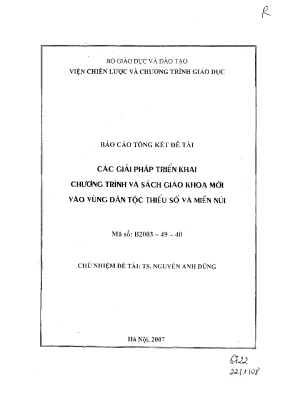 Luận văn các giải pháp triển khai chương trình và sách giáo khoa mới vào vùng dân tộc thiểu số và miền núi