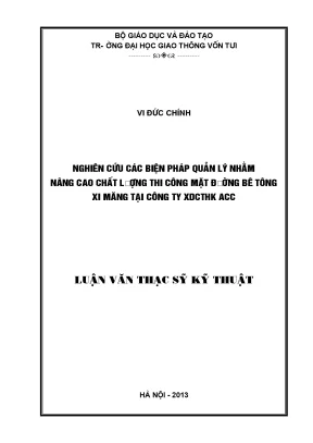 Nghiên cứu các biện pháp quản lý nhằm nâng cao chất lượng thi công mặt đường bê tông xi măng tại công ty xdcthk acc luận văn thạc sỹ xây dựng đường ô tô và đường thành phố