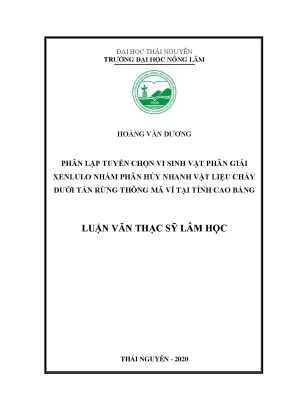 Luận văn thạc sĩ luận văn thạc sĩ phân lập tuyển chọn vi sinh vật phân giải xenlulo nhằm phân hủy nhanh vật liệu cháy dưới tán rừng thông mã vi tại tỉnh cao bằng
