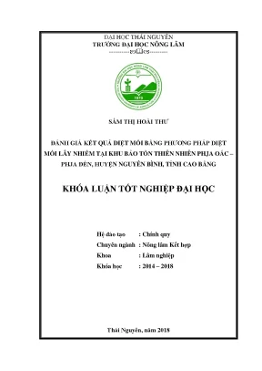 Luận văn đánh giá kết quả diệt mối bằng phương pháp diệt mối lây nhiễm tại khu bảo tồn thiên nhiên phja oắc phja đén huyện nguyên bình tỉnh cao bằng