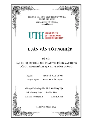 Luận văn lập hồ sơ dự thầu gói thầu thi công xây dựng công trình khách sạn hiive bình dương