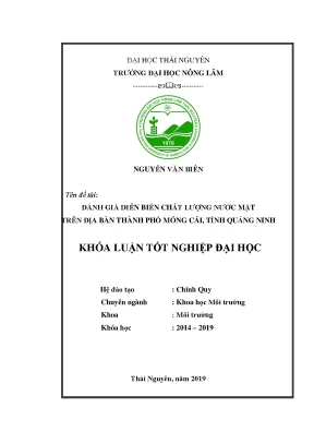 Luận văn đánh giá diễn biến chất lượng nước mặt trên địa bàn thành phố móng cái tỉnh quảng ninh