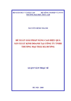 Luận văn thạc sỹ quản lý kinh tế đề tài đề xuất giải pháp nâng cao hiệu quả sản xuất kinh doanh tại công ty tnhh thương mại thái hà dương