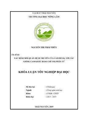 Luận văn xác định mối quan hệ di truyền của cam bố hạ với các giống cam khác bằng chỉ thị phân tử