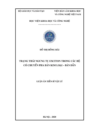 Luận án tiến sĩ trạng thái ngưng tụ exciton trong các hệ có chuyển pha bán kim loại bán dẫn