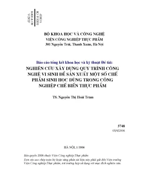Luận văn nghiên cứu xây dựng quy trình công nghệ vi sinh để sản xuất một số chế phẩm sinh học dùng trong công nghiệp chế biến thực phẩm