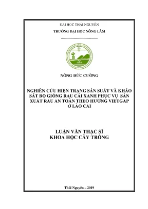 Luận văn thạc sĩ nghiên cứu hiện trạng sản suất và khảo sát bộ giống rau cải xanh phục vụ sản xuất rau an toàn theo hướng vietgap ở lào cai