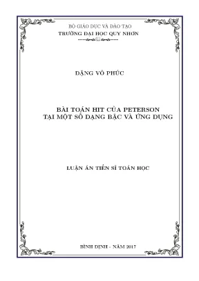 Luận án tiến sĩ toán học bài toán hit của peterson tại một số dạng bậc và ứng dụng