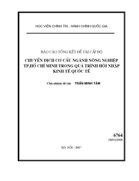 Luận văn chuyển dịch cơ cấu ngành nông nghiệp thành phố hồ chí minh trong quá trình hội nhập kinh tế quốc tế