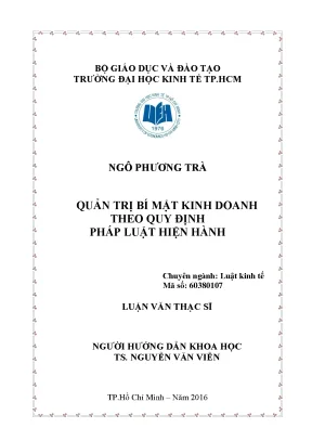 Luận văn thạc sĩ luật kinh tế quản trị bí mật kinh doanh theo quy định pháp luật hiện hành