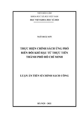 Luận án tiến sĩ thực hiện chính sách ứng phó biến đổi khí hậu từ thực tiễn thành phố hồ chí minh